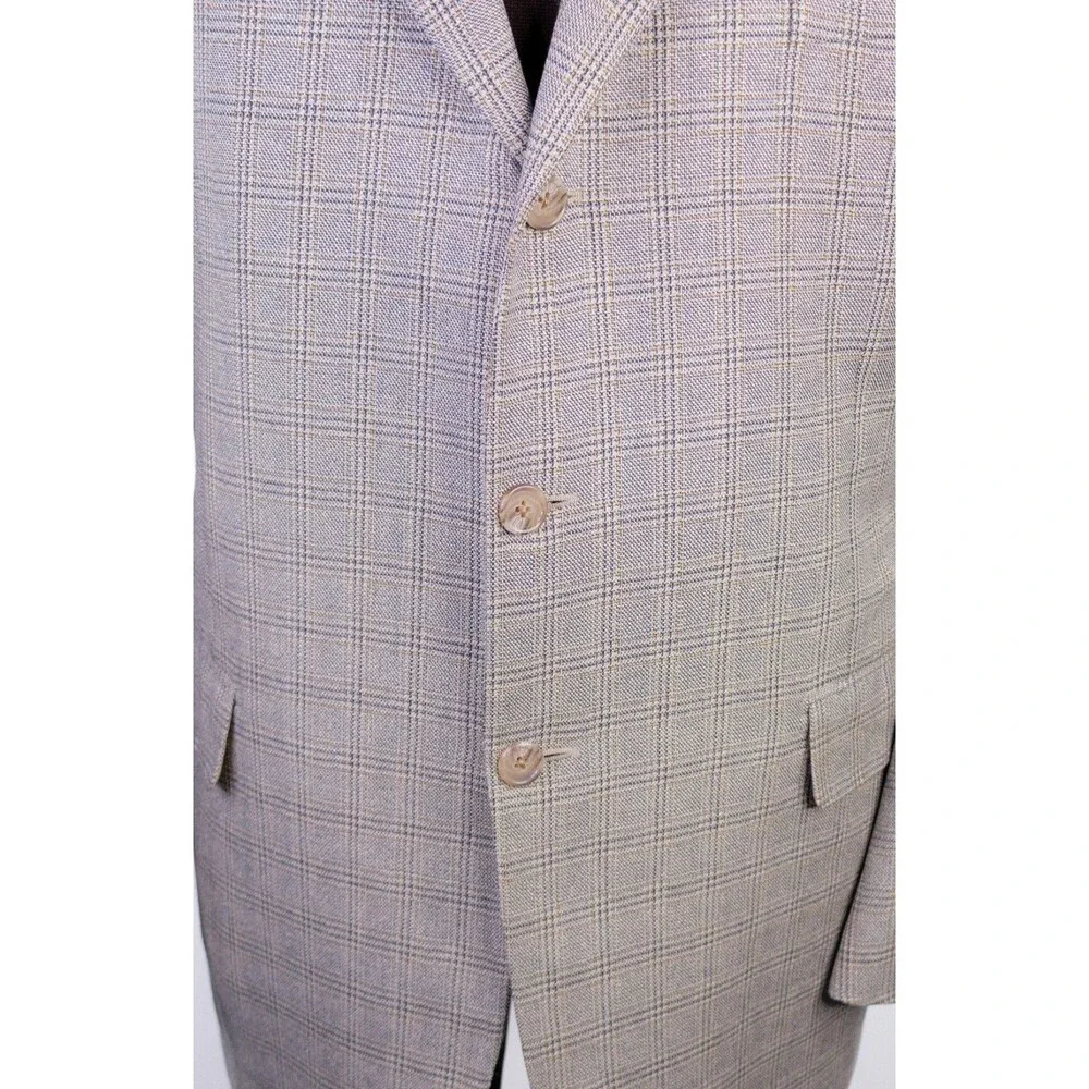 Corneliani Silk Wool Sport Coat Blazer Casual Jacket Sz 46L Windowpane 3 Button